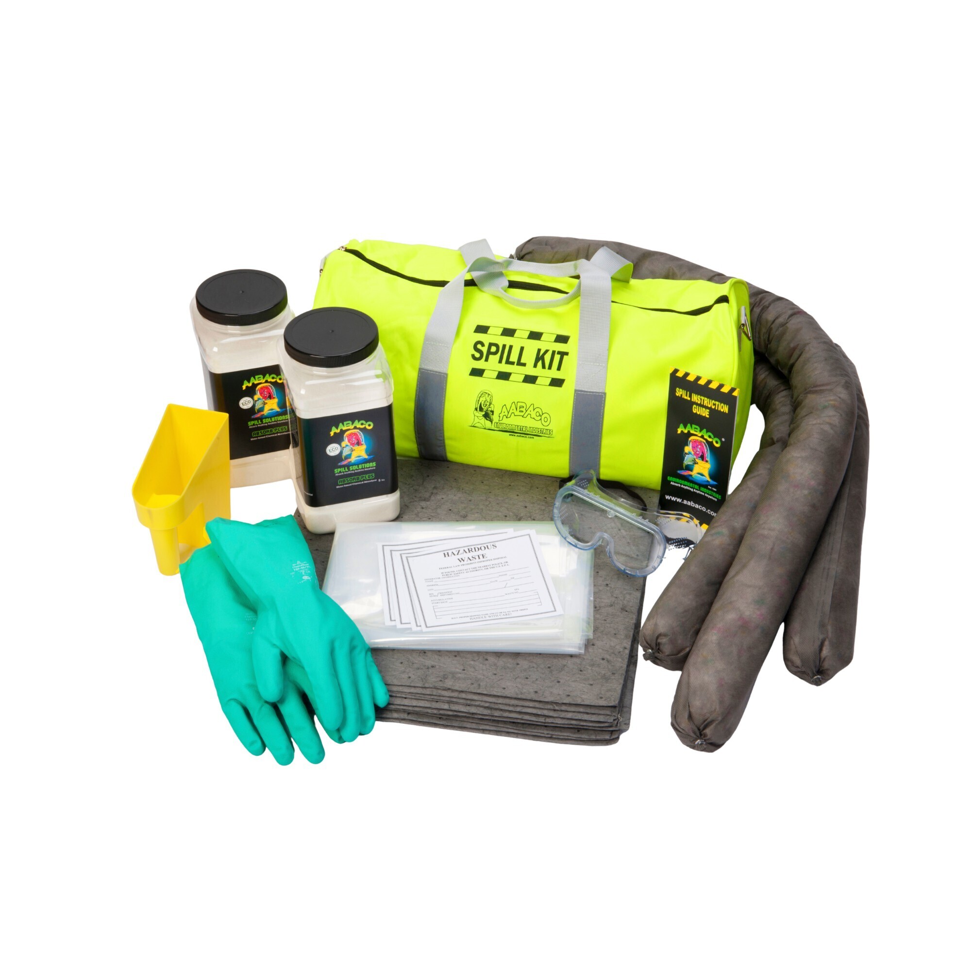 AABACO Chemical Only Spill Kit absorbs up to 250 gallons and comes in a high-visibility, easy-carry duffel bag for fast, convenient spill response.